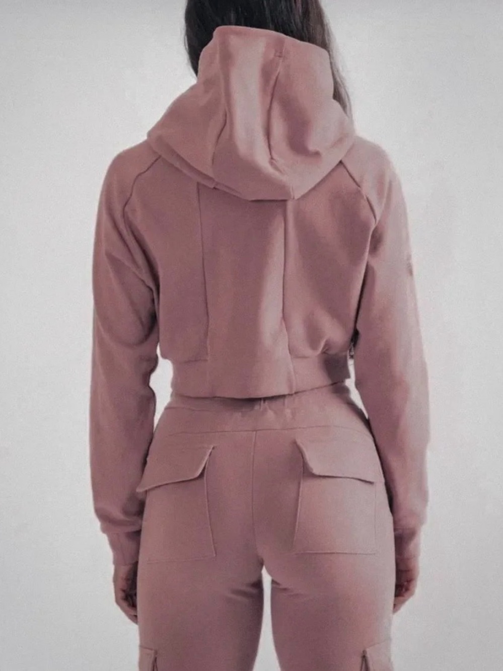 *FULL SET* Alphalete Identity Pro Crop Hoodie and Cargo Jogger - Antler - Sz M